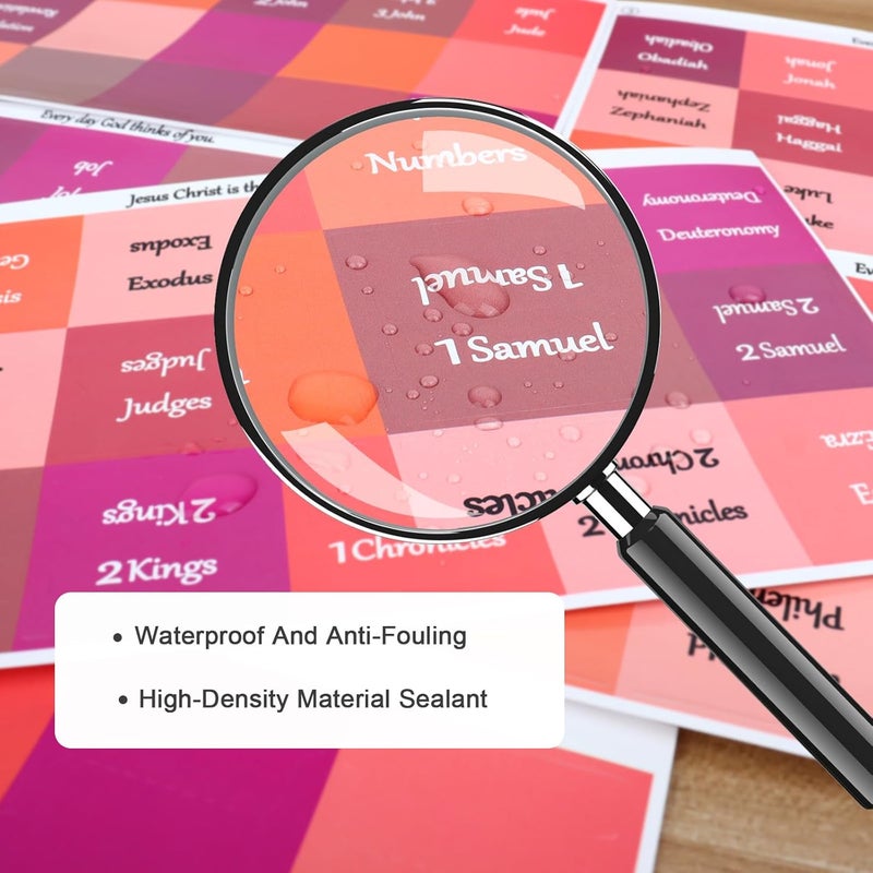 DOMMARE 90 Pieces Bible Tabs Pink for Women Girls, Laminated Large Print Bible Bookmarks, Waterproof Index Tabs Study Supplies Guide Kit, Baptism Christian Gifts for Men Boys Beginner Easy to Read - Image 2
